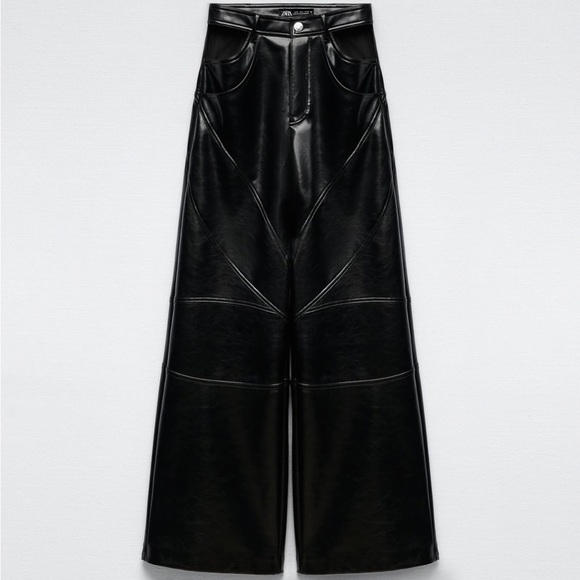 BNWT Zara Faux Leather Cut Out Pant Sz S - Picture 1 of 3